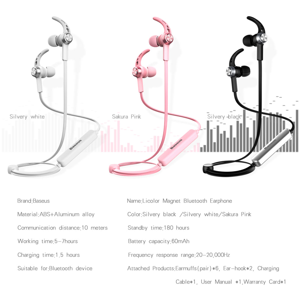 Baseus B11 Magnet Wireless Bluetooth Earphone Sport V4.1 Bluetooth Headset Headphone With Mic Stereo Earbuds