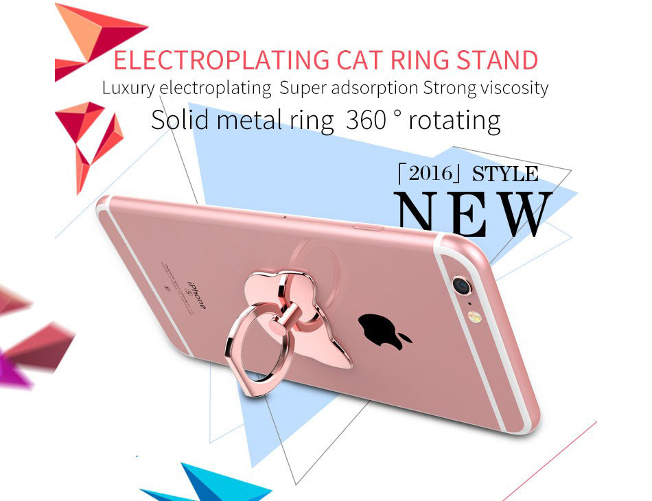 360 Degree metal Finger ring holder Cat Love, for iphone Phone stand