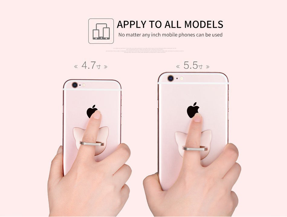 360 Degree metal Finger ring holder Cat Love, for iphone Phone stand