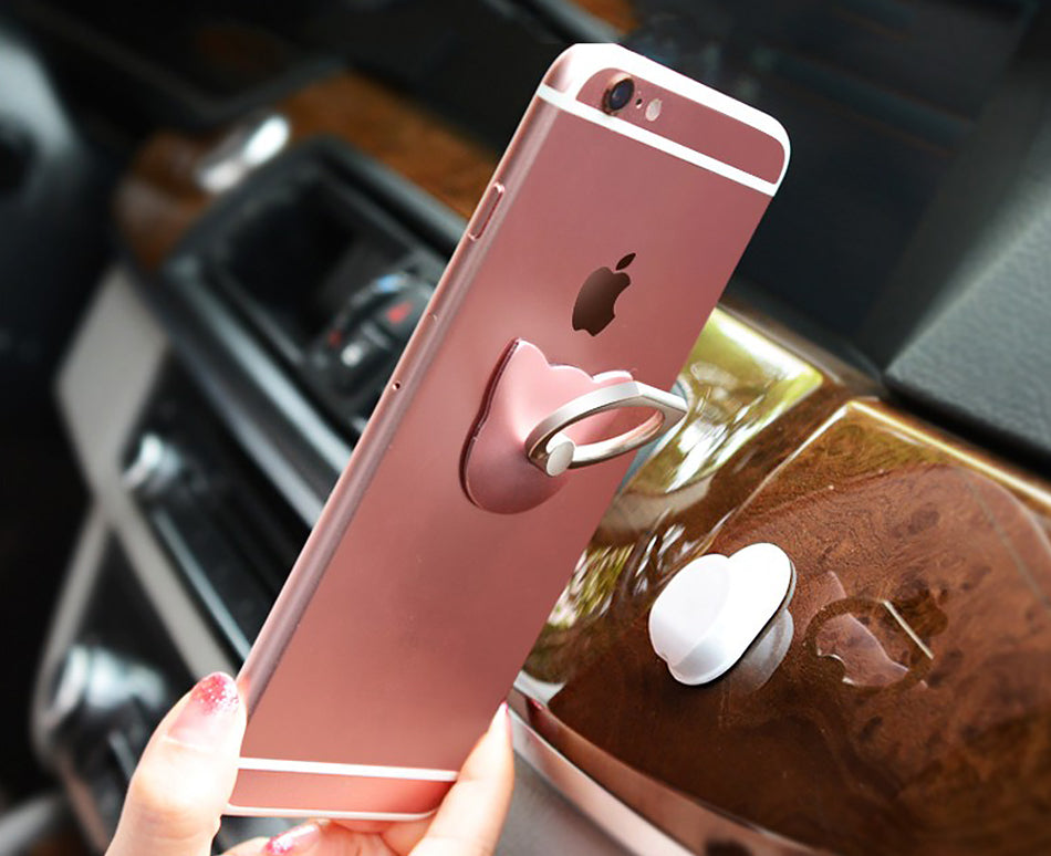 360 Degree metal Finger ring holder Cat Love, for iphone Phone stand
