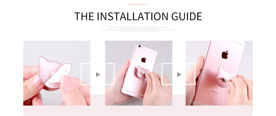 360 Degree metal Finger ring holder Cat Love, for iphone Phone stand