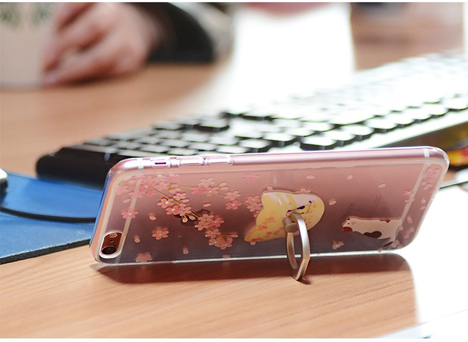 360 Degree metal Finger ring holder Cat Love, for iphone Phone stand