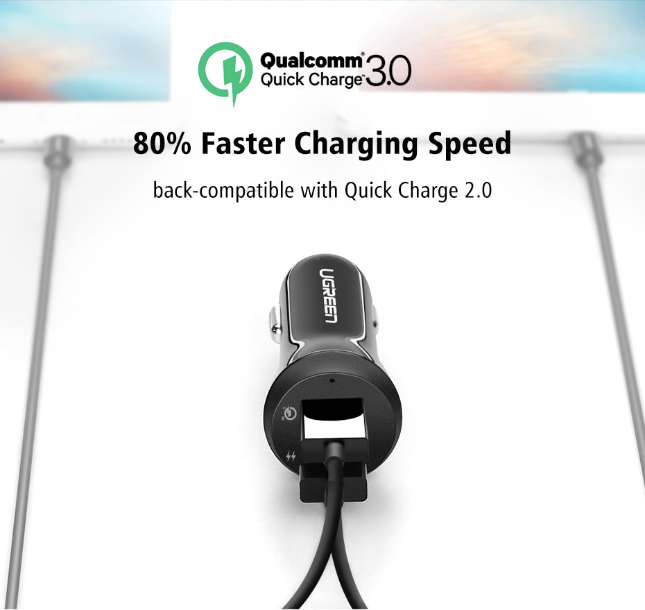 3A Car Charger 18W Quick Charge 3.0 Car-Charger with Charging Cable Fast Dual USB Mobile Phone Car Charger Quick Charger