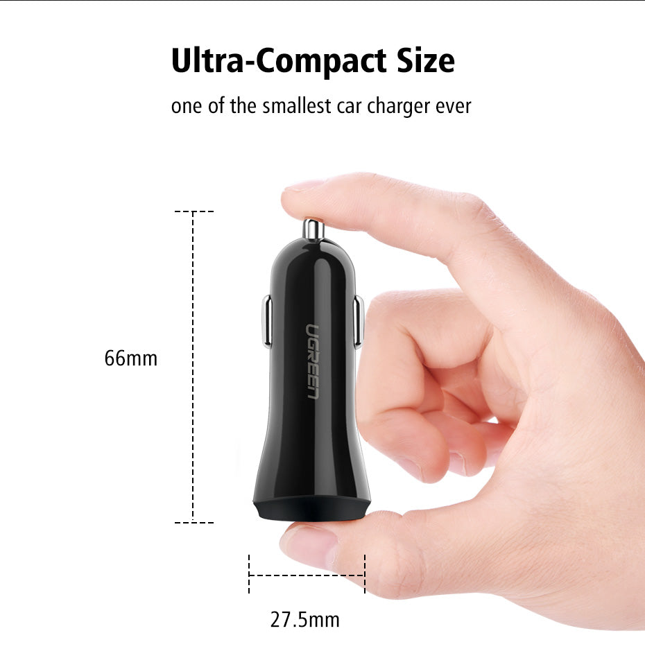 3A Car Charger 18W Quick Charge 3.0 Car-Charger with Charging Cable Fast Dual USB Mobile Phone Car Charger Quick Charger