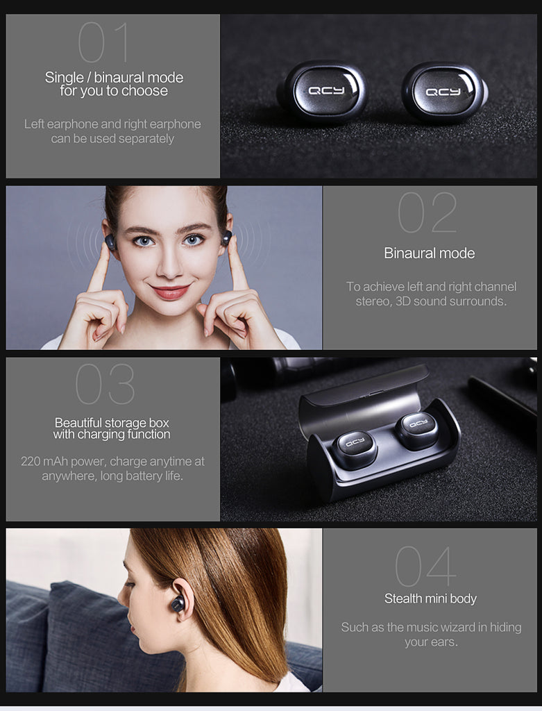 QCY Q29  bluetooth earphones wireless 3D stereo headphones with microphone handsfree calls