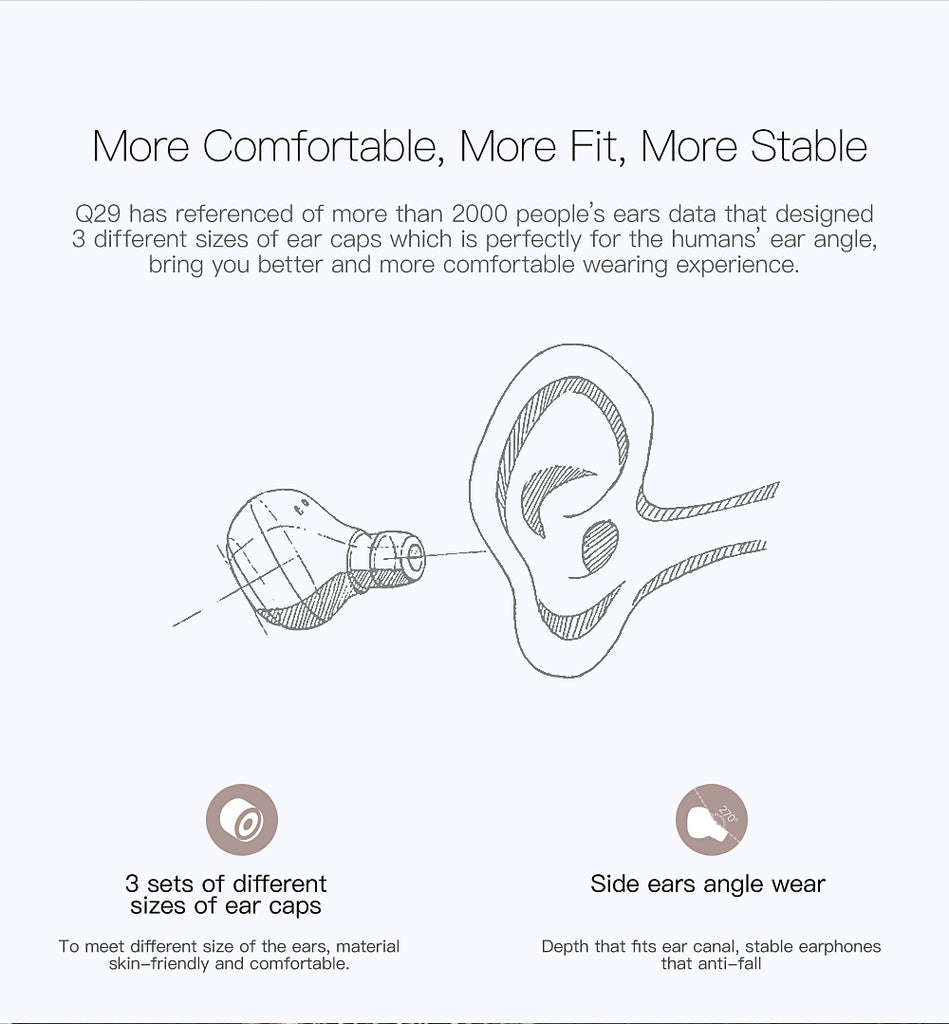 QCY Q29  bluetooth earphones wireless 3D stereo headphones with microphone handsfree calls