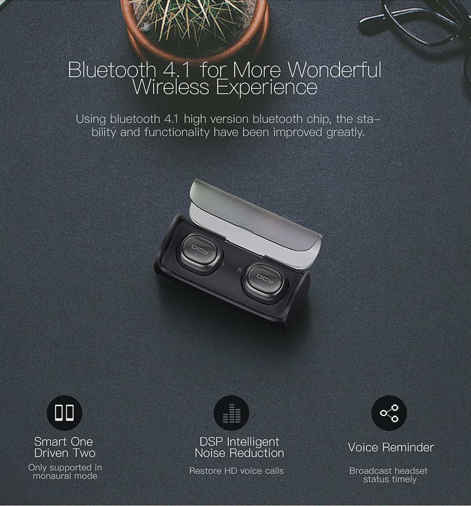 QCY Q29  bluetooth earphones wireless 3D stereo headphones with microphone handsfree calls