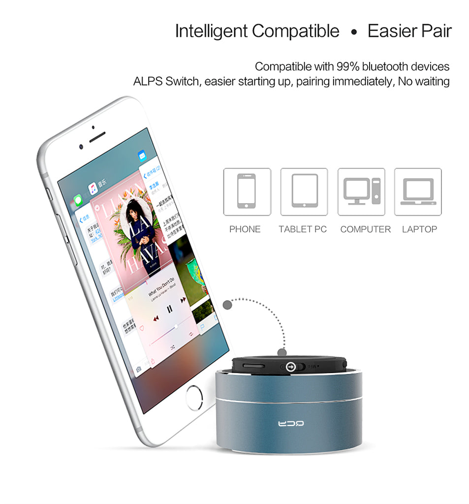 QCY A10 wireless bluetooth speaker metal mini portable subwoof sound with Mic TF card FM radio AUX MP3 music play loudspeaker