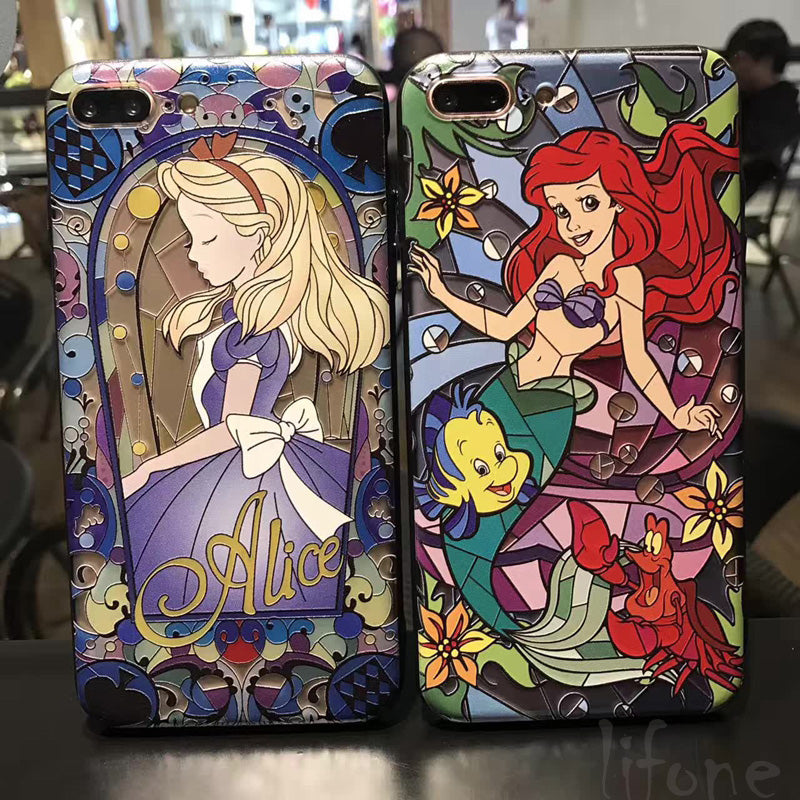 Matte 3D Relief Cute Mermaid Princess Phone Hard PC Cover Back For iPhone X 7 8 Plus