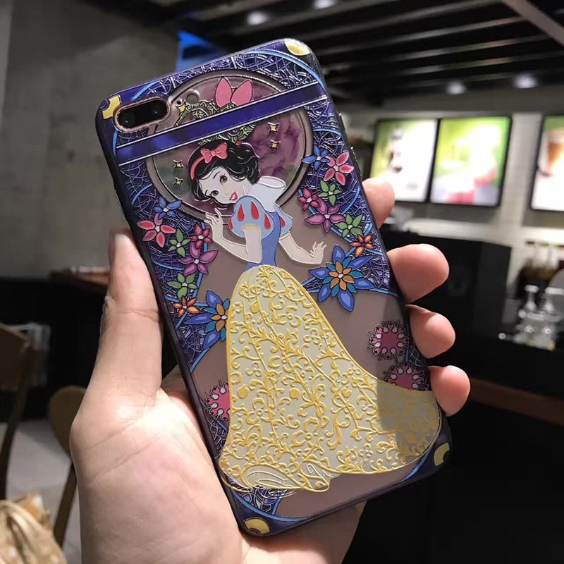 Matte 3D Relief Cute Mermaid Princess Phone Hard PC Cover Back For iPhone X 7 8 Plus