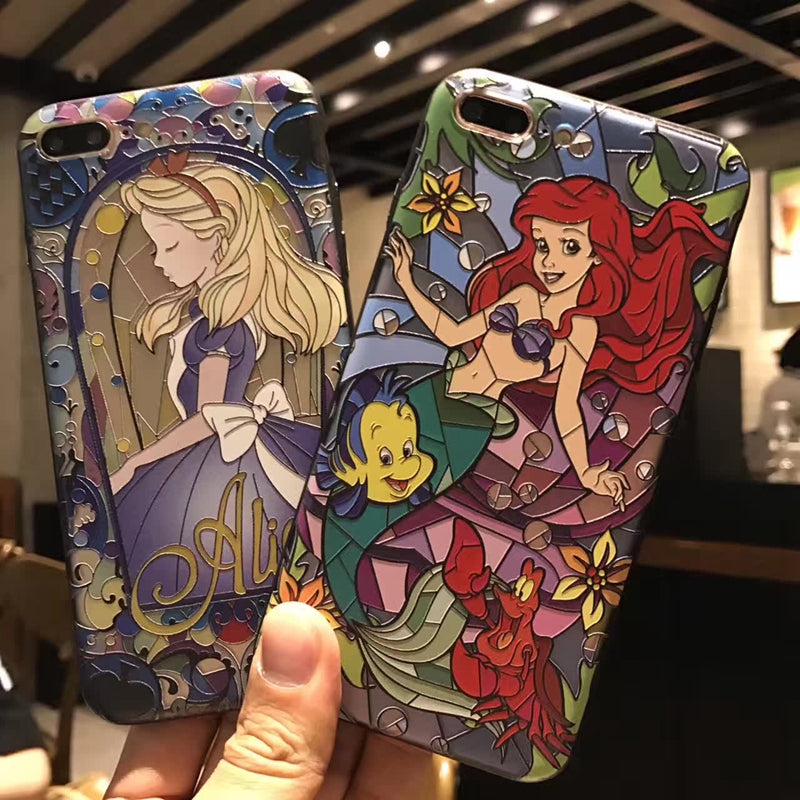 Matte 3D Relief Cute Mermaid Princess Phone Hard PC Cover Back For iPhone X 7 8 Plus