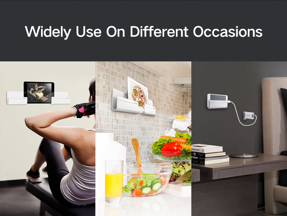 Universal Wall Mounted Phone Holder Charging Stand with 3M Adhesive for iPhone 8 X 7 Plus Samsung Galaxy Huawei Tablet