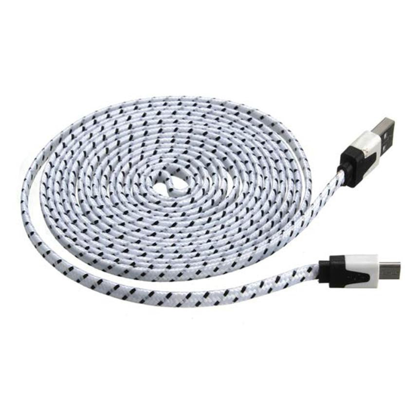 Fabric Braided Flat Micro USB Charger Data Cable