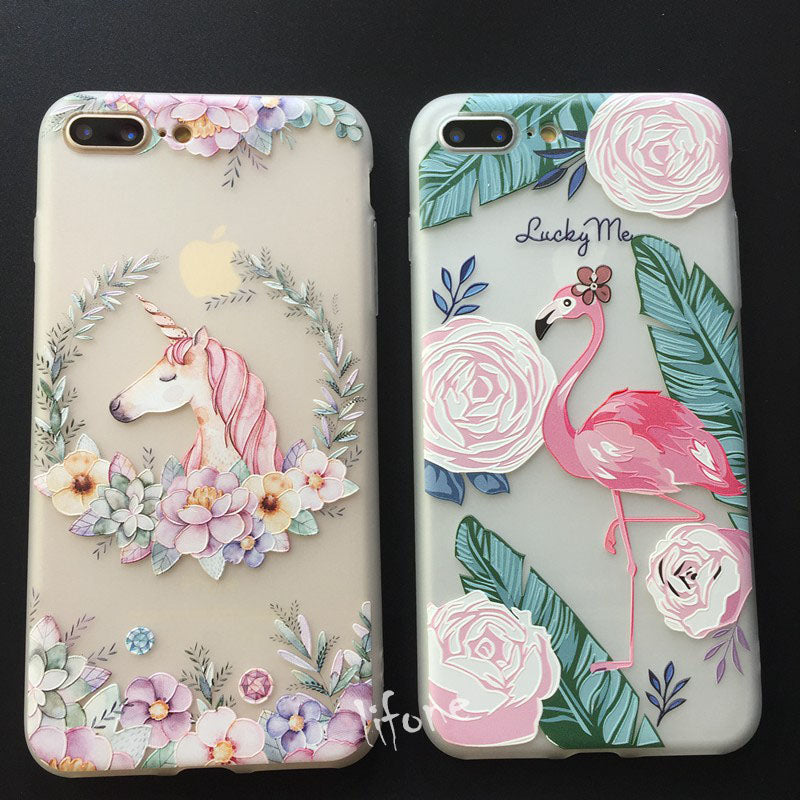 Unicorn Flamingo Case For iPhone 7 Plus Soft TPU Back Cover For iPhone X