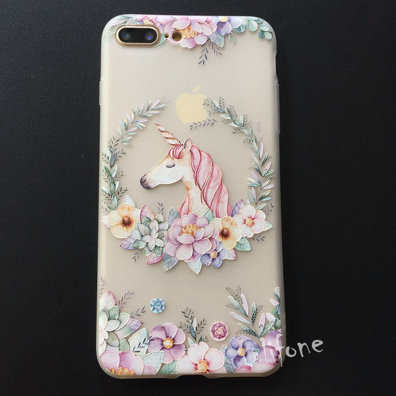 Unicorn Flamingo Case For iPhone 7 Plus Soft TPU Back Cover For iPhone X