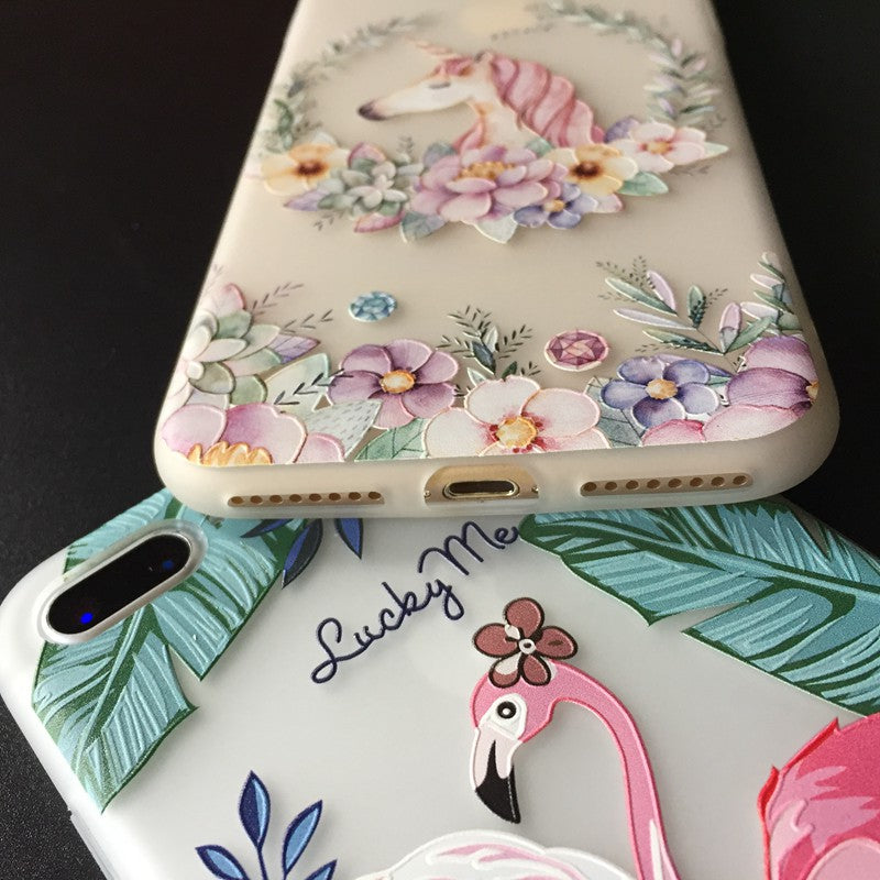 Unicorn Flamingo Case For iPhone 7 Plus Soft TPU Back Cover For iPhone X