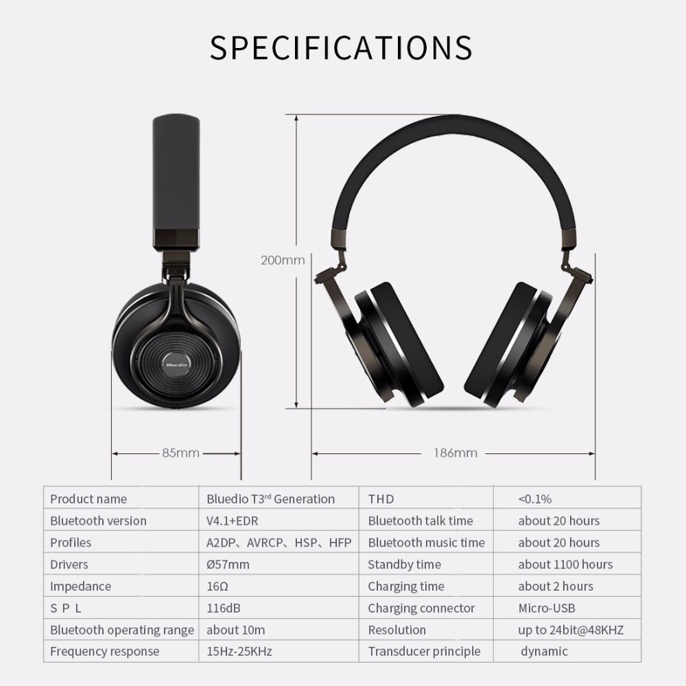 Bluedio T3 Bluetooth headphone  built-in  microphone  headset with Bass  Bluetooth  wireless headset