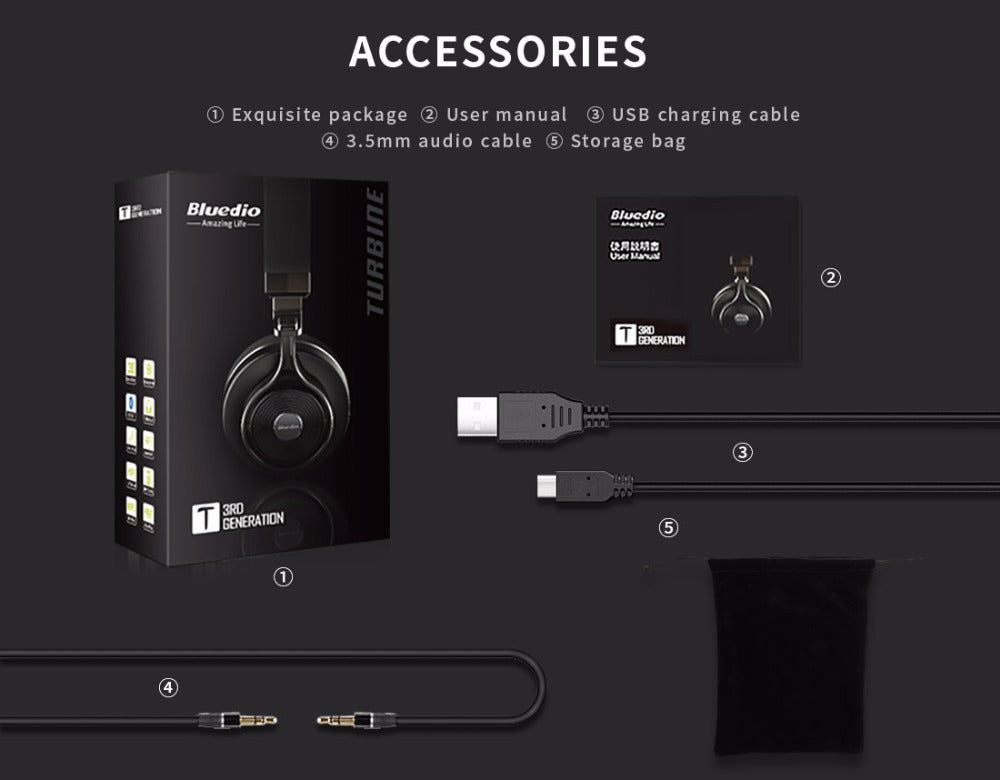 Bluedio T3 Bluetooth headphone  built-in  microphone  headset with Bass  Bluetooth  wireless headset