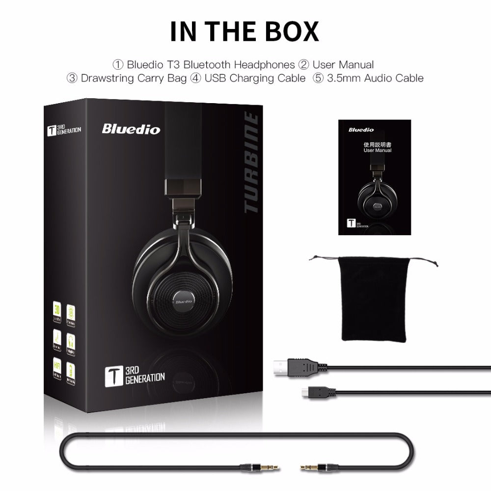 Bluedio T3 Bluetooth headphone  built-in  microphone  headset with Bass  Bluetooth  wireless headset