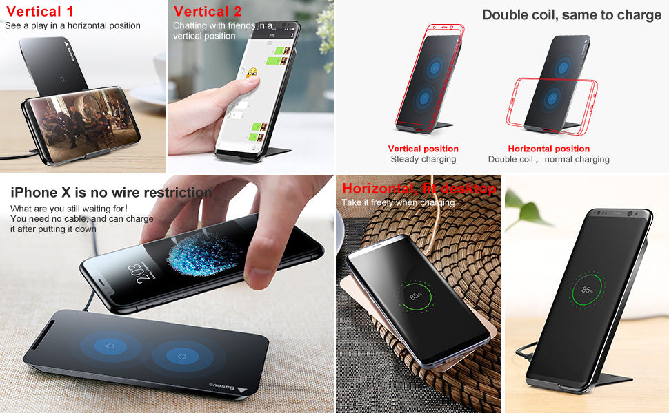 Wireless Charger For iPhone X 8 Plus Samsung Note 8 Wireless Charging Docking Dock Station