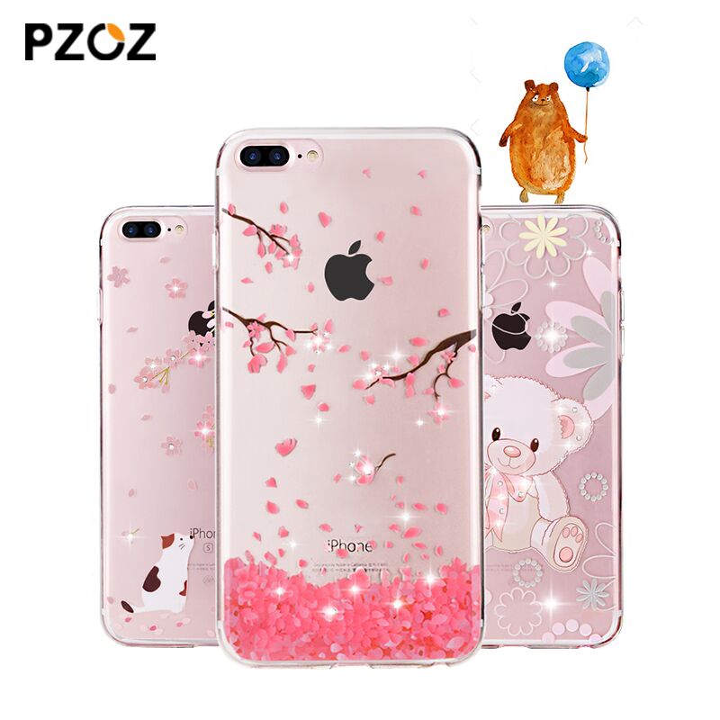 For iphone 7 Case Rhinestone Glitter Silicone Cover Original For iphone 8 Plus Luxury Crystal Diamond Soft Shell 4.7&5.5