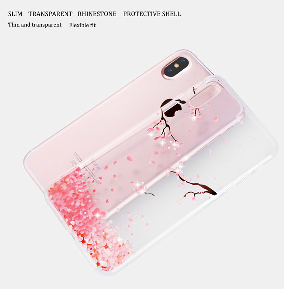 iphone x 10 Case Rhinestone Glitter Silicone Cover Original coque Luxury Crystal Diamond Soft Shell ultra thin