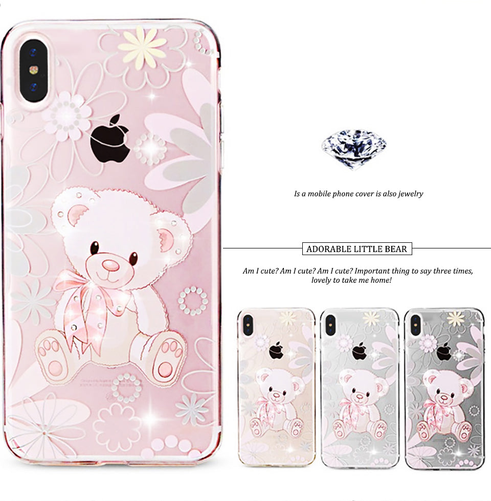 iphone x 10 Case Rhinestone Glitter Silicone Cover Original coque Luxury Crystal Diamond Soft Shell ultra thin