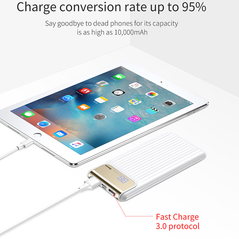 Quick Charge 3.0 Power Bank 10000mAh Dual USB LCD Powerbank External Battery Charger For Mobile Phones Tablets Poverbank