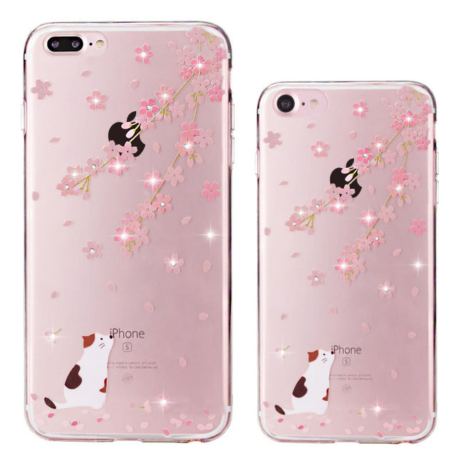 For iphone 7 Case Rhinestone Glitter Silicone Cover Original For iphone 8 Plus Luxury Crystal Diamond Soft Shell 4.7&5.5