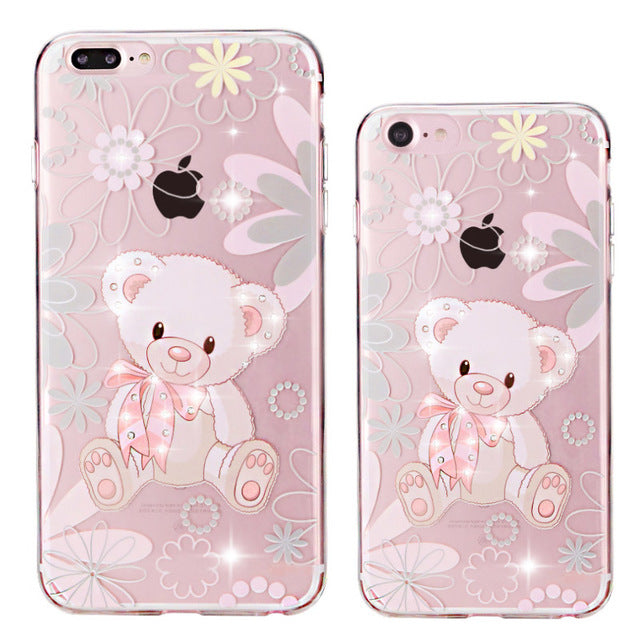 For iphone 7 Case Rhinestone Glitter Silicone Cover Original For iphone 8 Plus Luxury Crystal Diamond Soft Shell 4.7&5.5