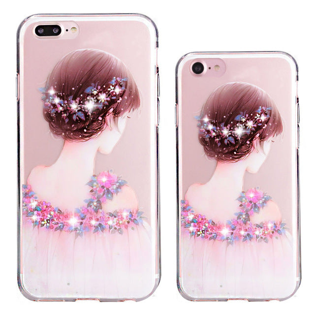 For iphone 7 Case Rhinestone Glitter Silicone Cover Original For iphone 8 Plus Luxury Crystal Diamond Soft Shell 4.7&5.5