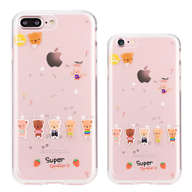 For iphone 7 Case Rhinestone Glitter Silicone Cover Original For iphone 8 Plus Luxury Crystal Diamond Soft Shell 4.7&5.5