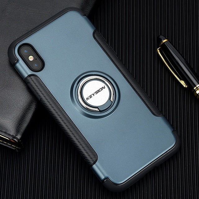 KEYSION Phone Case for iPhone X Car Holder Stand Magnetic Bracket Case Finger Ring TPU + PC Back Cover for iPhone X