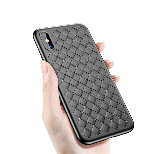 Baseus Luxury Grid Weaving Case For iPhone X Cases Ultra Thin Soft BV Protective Case