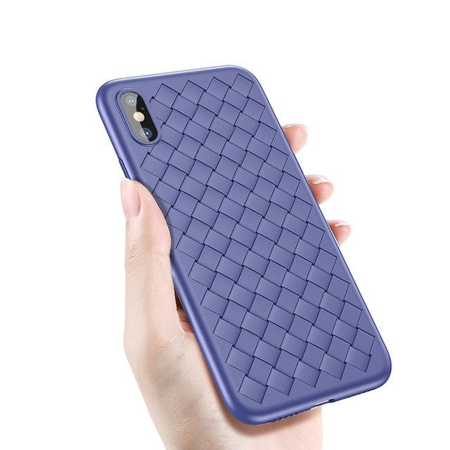 Baseus Luxury Grid Weaving Case For iPhone X Cases Ultra Thin Soft BV Protective Case
