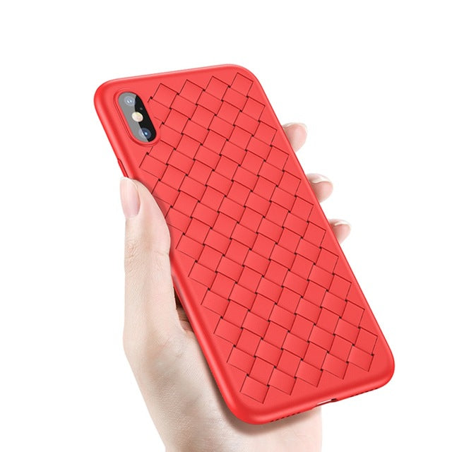 Baseus Luxury Grid Weaving Case For iPhone X Cases Ultra Thin Soft BV Protective Case