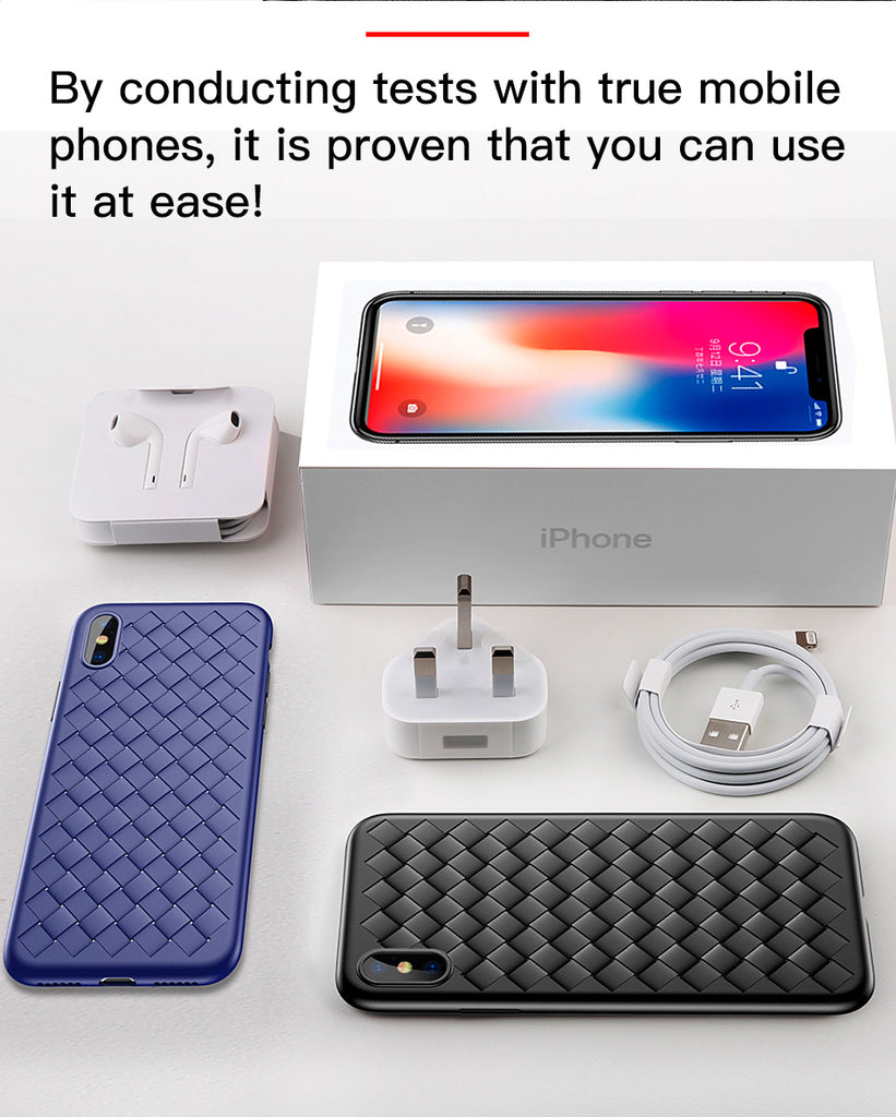 Baseus Luxury Grid Weaving Case For iPhone X Cases Ultra Thin Soft BV Protective Case