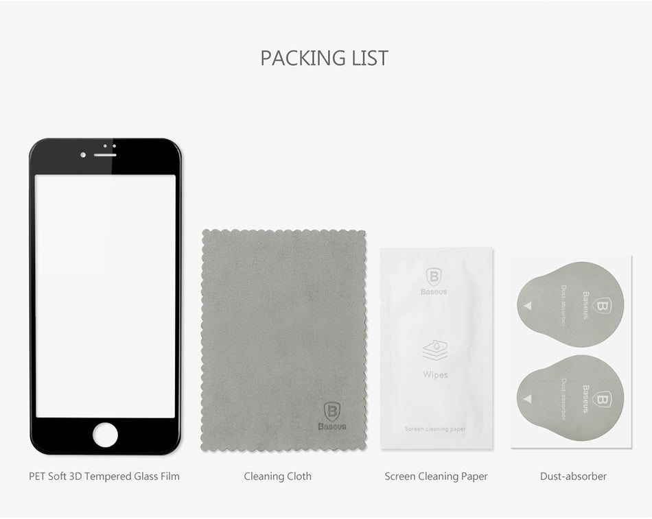 Baseus Tempered Glass For iPhone 7 7 Plus 8 8 Plus X Screen Protector 0.23mm Thin 3D Full Screen Protector For iPhone X Glass