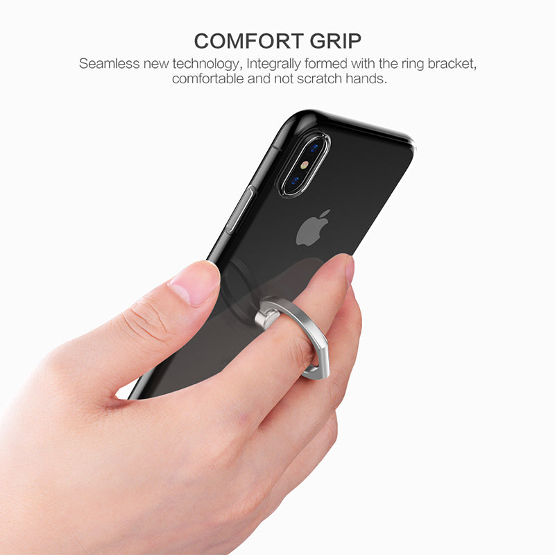 iphone X case TPU transparent Mobile Phone Crystal Clear protective silicone soft case Finger Ring holder case shell