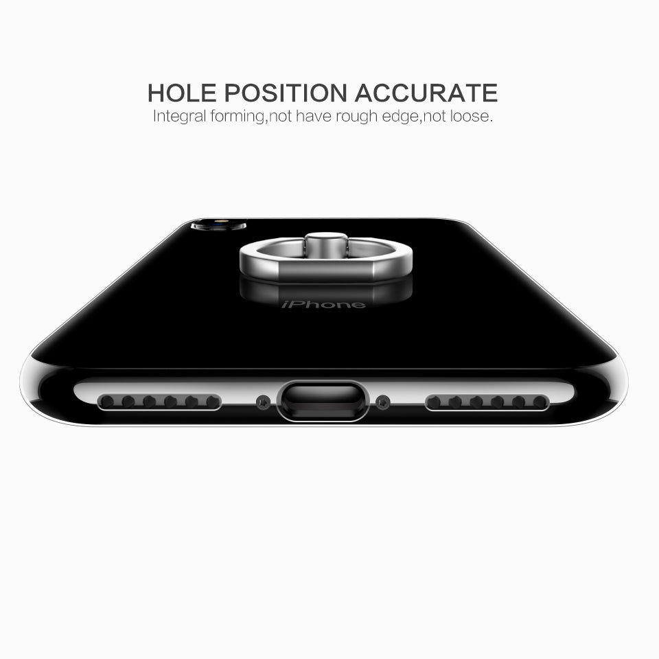 iphone X case TPU transparent Mobile Phone Crystal Clear protective silicone soft case Finger Ring holder case shell