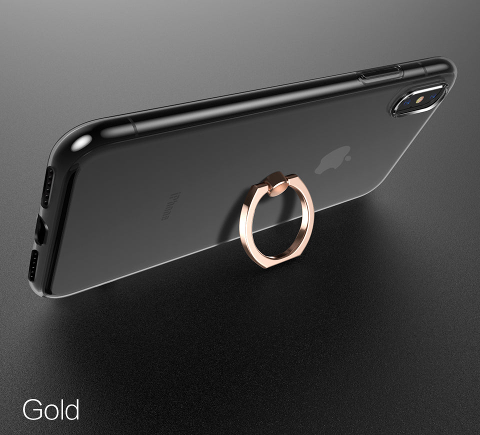 iphone X case TPU transparent Mobile Phone Crystal Clear protective silicone soft case Finger Ring holder case shell