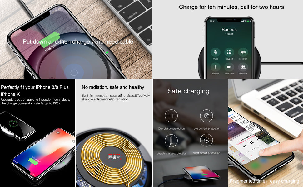 QI Wireless Charging Charger For iPhone X 8 Samsung Note 8 S8 S7 S6 Edge Mobile Phone Desktop Charger Wireless Charger