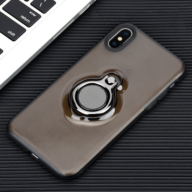 Phone Case for iPhone X Finger Ring Case TPU + PC Car Holder Stand Magnetic Bracket Back Cover