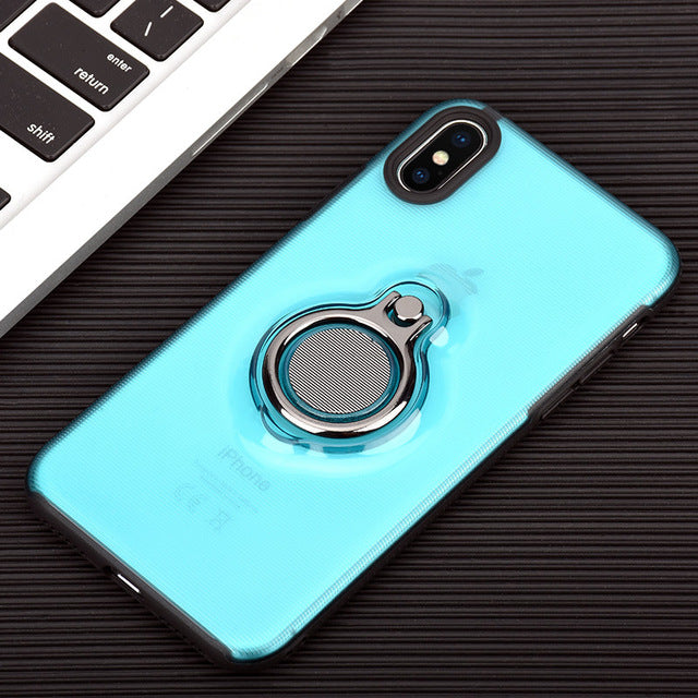 Phone Case for iPhone X Finger Ring Case TPU + PC Car Holder Stand Magnetic Bracket Back Cover