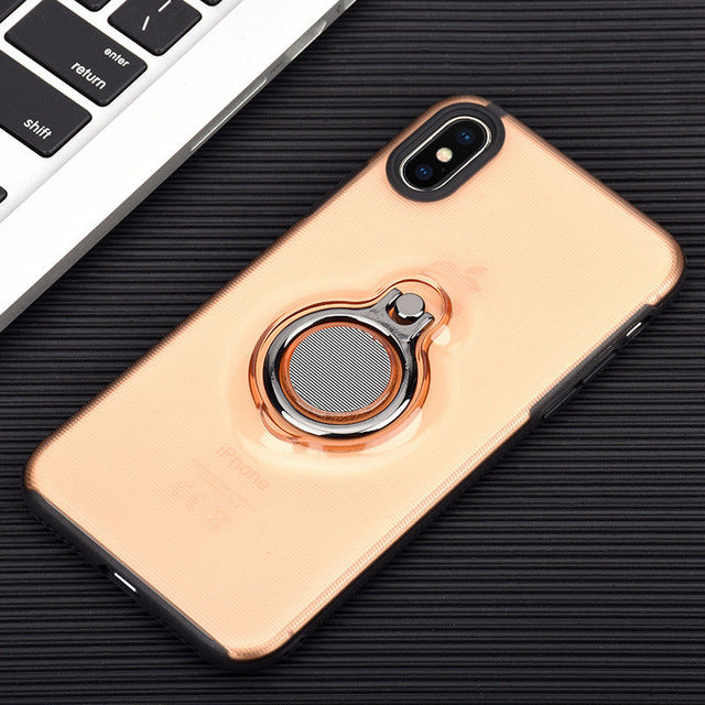 Phone Case for iPhone X Finger Ring Case TPU + PC Car Holder Stand Magnetic Bracket Back Cover