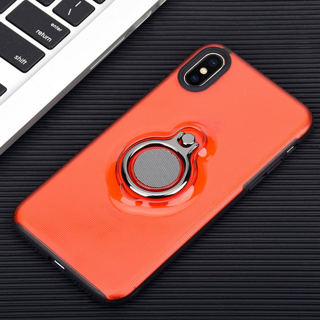 Phone Case for iPhone X Finger Ring Case TPU + PC Car Holder Stand Magnetic Bracket Back Cover