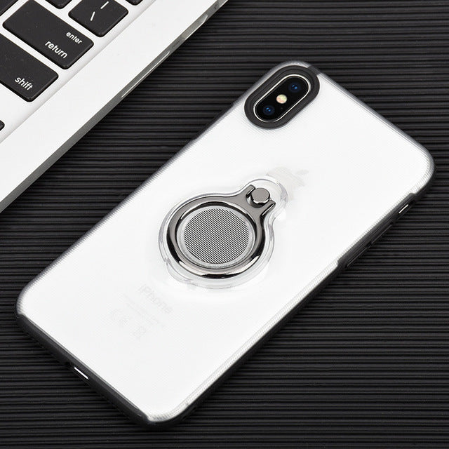 Phone Case for iPhone X Finger Ring Case TPU + PC Car Holder Stand Magnetic Bracket Back Cover