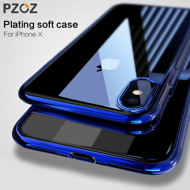 Ultra thin case Plating TPU transparent Silicone Case Cover for Iphone X
