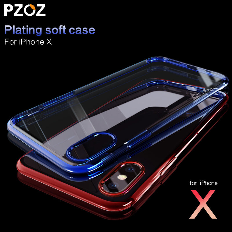 Ultra thin case Plating TPU transparent Silicone Case Cover for Iphone X