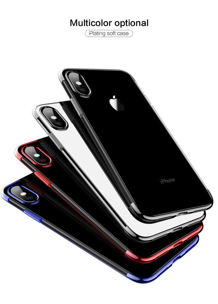 Ultra thin case Plating TPU transparent Silicone Case Cover for Iphone X